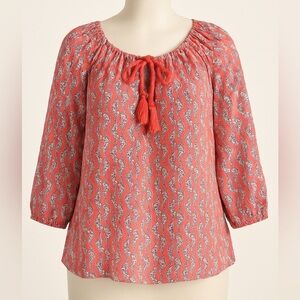 Lane Bryant Floral Peasant Blouse 14 Party Boho Chic Coastal Granddaughter Style